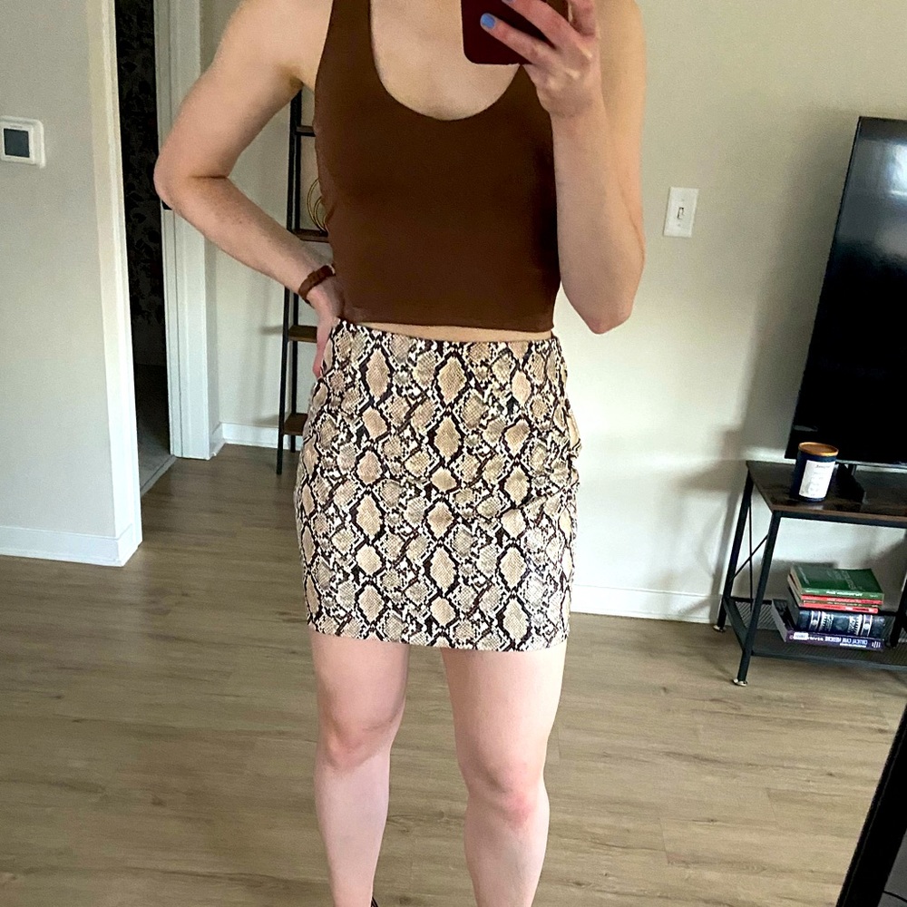 Snake skin-print mini skirt